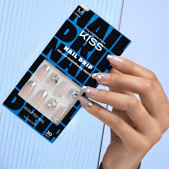 Big Drip Nails Medium Length. Stunning Wedding Nails for Brides. - Picture 3 of 11